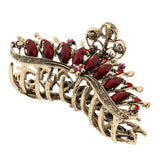 Max Women Large Hair Claw Jaw Clip Metal Rhinestones Crystal Hairpin Red