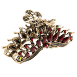 Max Women Large Hair Claw Jaw Clip Metal Rhinestones Crystal Hairpin Red