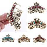 Max Women Large Hair Claw Jaw Clip Metal Rhinestones Crystal Hairpin Red