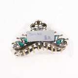 Max Women Large Hair Claw Jaw Clip Metal Rhinestones Crystal Hairpin Blue