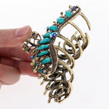 Max Women Large Hair Claw Jaw Clip Metal Rhinestones Crystal Hairpin Blue