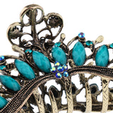 Max Women Large Hair Claw Jaw Clip Metal Rhinestones Crystal Hairpin Blue