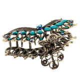 Max Women Large Hair Claw Jaw Clip Metal Rhinestones Crystal Hairpin Blue