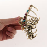 Max Women Large Hair Claw Jaw Clip Metal Rhinestones Crystal Hairpin Multicolor