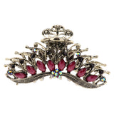 Max Women Large Hair Claw Jaw Clip Metal Rhinestones Crystal Hairpin Purple