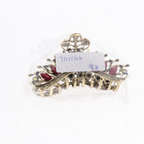 Max Women Large Hair Claw Jaw Clip Metal Rhinestones Crystal Hairpin Purple