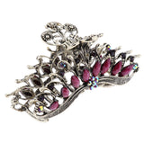 Max Women Large Hair Claw Jaw Clip Metal Rhinestones Crystal Hairpin Purple