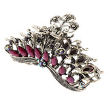 Max Women Large Hair Claw Jaw Clip Metal Rhinestones Crystal Hairpin Purple