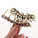 Max Women Large Hair Claw Jaw Clip Metal Rhinestones Crystal Hairpin Purple