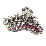 Max Women Large Hair Claw Jaw Clip Metal Rhinestones Crystal Hairpin Purple