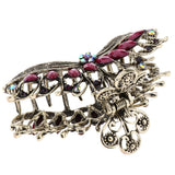 Max Women Large Hair Claw Jaw Clip Metal Rhinestones Crystal Hairpin Purple