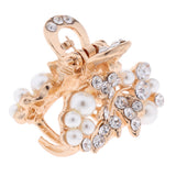 Max Women Metal Vintage Flower Hair Claw Clamps Crystal Hair Clip Hairpin White Leaf