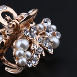 Max Women Metal Vintage Flower Hair Claw Clamps Crystal Hair Clip Hairpin White Leaf