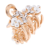 Max Women Metal Vintage Flower Hair Claw Clamps Crystal Hair Clip Hairpin White Leaf