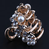 Max Women Metal Vintage Flower Hair Claw Clamps Crystal Hair Clip Hairpin White Leaf