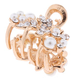 Max Women Metal Vintage Flower Hair Claw Clamps Crystal Hair Clip Hairpin White Leaf