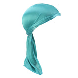 Bright Soft Silky Chemo Scarf Cap Muslim Turban Hat Durag Headwrap Blue
