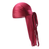 Bright Soft Silky Chemo Scarf Cap Muslim Turban Hat Durag Headwrap Wine red