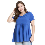 Women Plain Tshirt Ladies Short Sleeve Scoop Neck T Shirt Top Plus Sizes XL