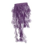 Foxtail Chiffon Sequins Belly Dance Hip Scarf Net Skirt Pole Dance Costumes Purple