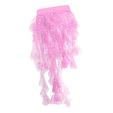 Foxtail Chiffon Sequins Belly Dance Hip Scarf Net Skirt Pole Dance Costumes Pink