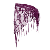 Belly Triangle Dance Hip Scarf Wrap Waistband Skirt Sequin Tassel Dancewear Purple