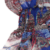 Maxbell Women 3 Piece Swimsuit Floral Bikini + Halter Beachwear Long Dress M Blue