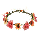 Women Boho Flower Crown Headband Garland Orange