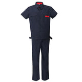 Unisex Short Sleeve Uniform Workwear Button Up Jacket and Long Pant Suit S