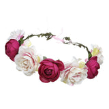 Boho Girls Floral Crown Headband Hair Garland Wedding Headpiece Pink Rose