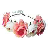 Boho Girls Floral Crown Headband Hair Garland Wedding Headpiece Pink Beige