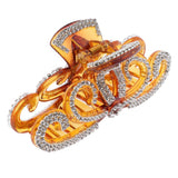 Max Women Crown Shape Rhinestone Hair Claw Plastic Large Hair Clip Clamp Brown