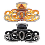 Max Women Crown Shape Rhinestone Hair Claw Plastic Large Hair Clip Clamp Brown