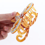 Max Women Crown Shape Rhinestone Hair Claw Plastic Large Hair Clip Clamp Brown