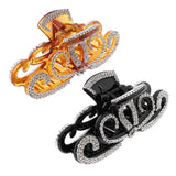 Max Women Crown Shape Rhinestone Hair Claw Plastic Large Hair Clip Clamp Brown