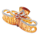 Max Women Crown Shape Rhinestone Hair Claw Plastic Large Hair Clip Clamp Brown