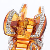 Max Women Crown Shape Rhinestone Hair Claw Plastic Large Hair Clip Clamp Brown