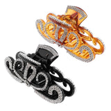 Max Women Crown Shape Rhinestone Hair Claw Plastic Large Hair Clip Clamp Brown