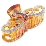 Max Women Crown Shape Rhinestone Hair Claw Plastic Large Hair Clip Clamp Brown
