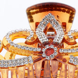 Max Women Crown Shape Rhinestone Hair Claw Plastic Large Hair Clip Clamp Brown