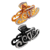 Max Women Crown Shape Rhinestone Hair Claw Plastic Large Hair Clip Clamp Brown