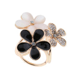 Crystal Diamond Three-ring Metallic Flower Shape Scarf Buckle Shawl Buckle Black