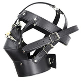 Maxbell Full Covered Leather Harness Hood Mask Buckled Lockable Headgear Costume