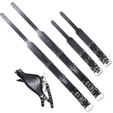 Maxbell Leather Neck Leg Restraint System Handcuff Ankle Cuff Body Harness Unisex