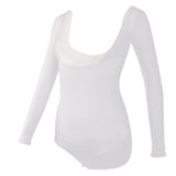 Maxbell Yoga Belly Dance Tops Neck Crop Top Dance Performance Costume  Long-White