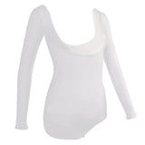 Maxbell Yoga Belly Dance Tops Neck Crop Top Dance Performance Costume  Long-White