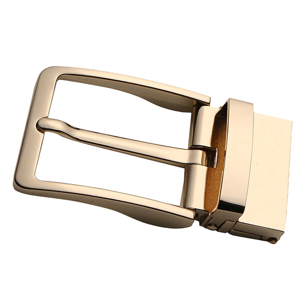 Men Reversible Alloy Belt Buckle Single Prong Rectangular Pin Buckle Gold