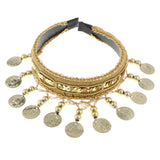 Max Belly Dance Tribal Coins Headband Festival Costume Headwear Jewelry Gold