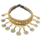 Max Belly Dance Tribal Coins Headband Festival Costume Headwear Jewelry Gold