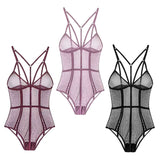 Maxbell Womens Teddy Lingerie Outfits One Piece Lace Bodysuit Sleepwear S Black